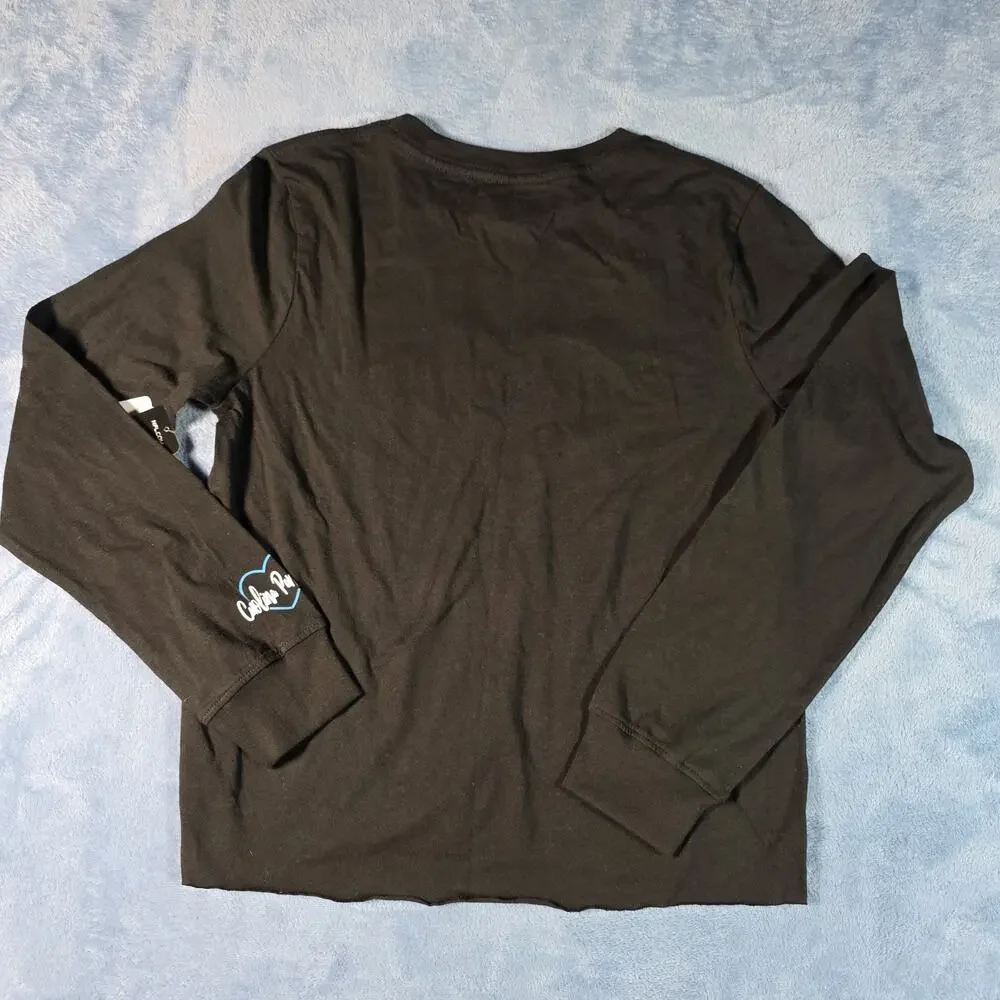 Carolina Panthers Girls 14/16 Long Sleeve Shirt NFL Team Apparel Black NWT
